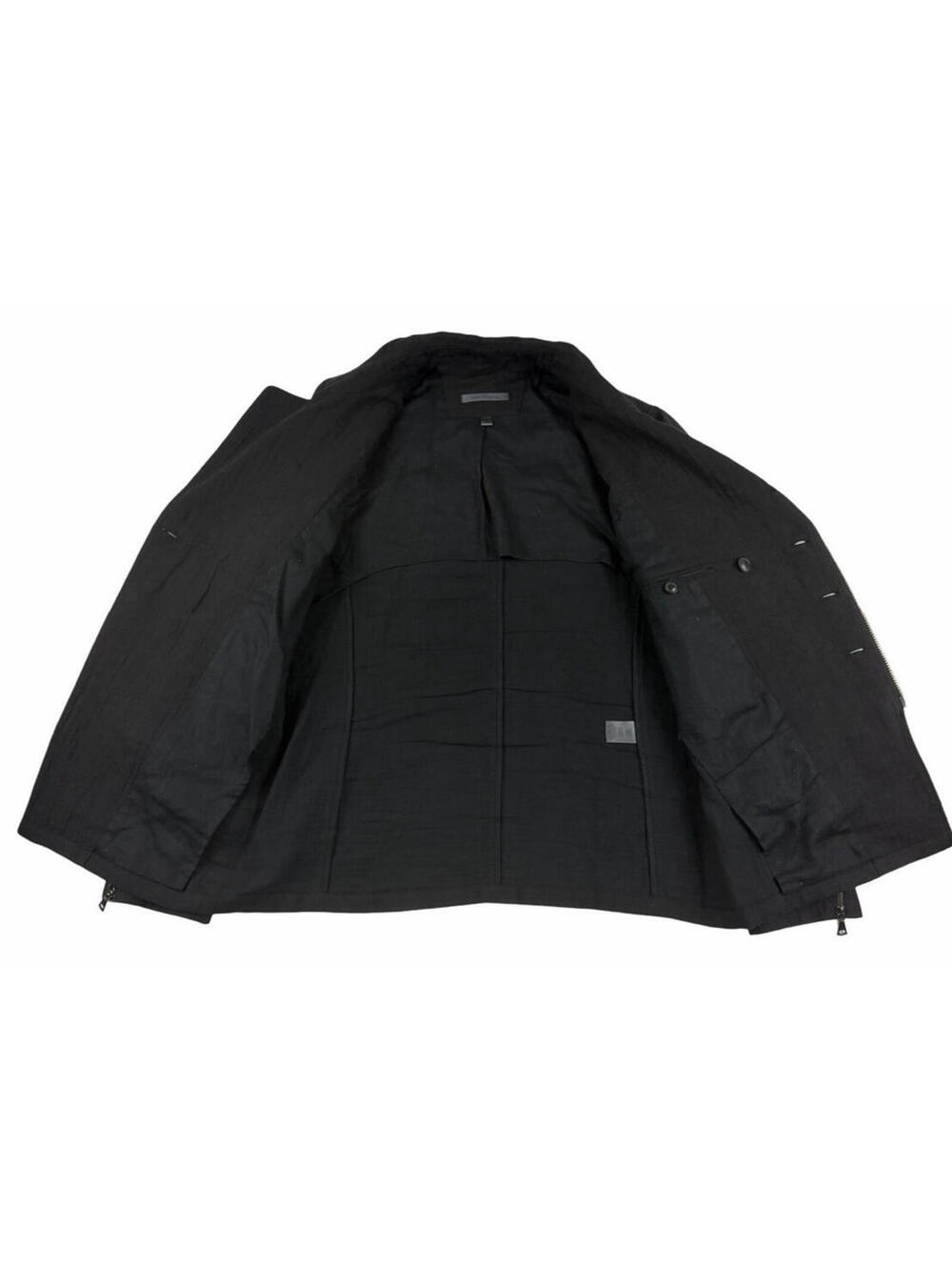 John Varvatos Modern Military Moto Pea Coat Cotton Linen Black Size 46 EU - Picture 5 of 9